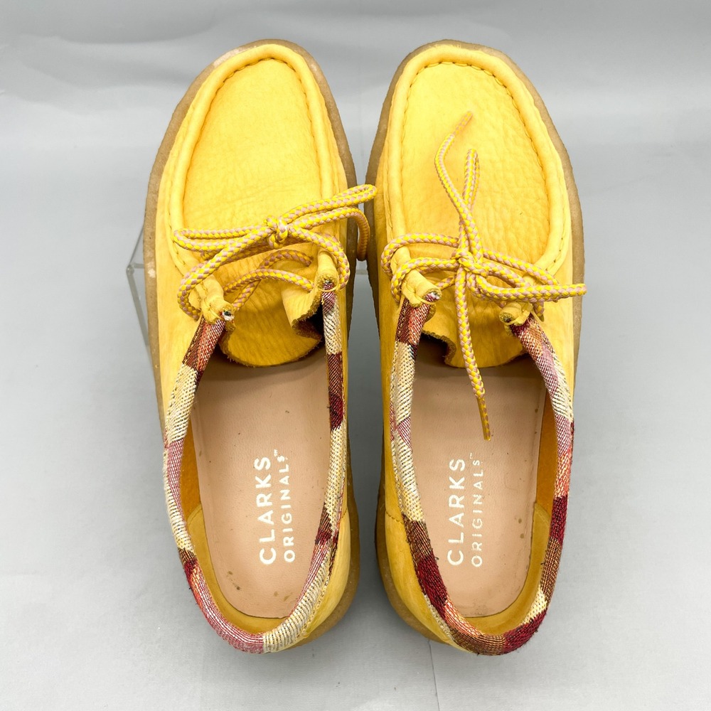 Clarks Womens 8.5 Originals Wallabee Cup Yellow Leather Plaid Trim Boho Moccasin - Picture 7 of 12